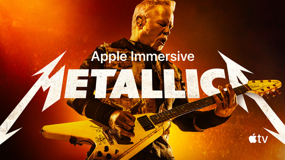Apple Immersive concert artwork showing Metallica guitarist James Hetfield onstage