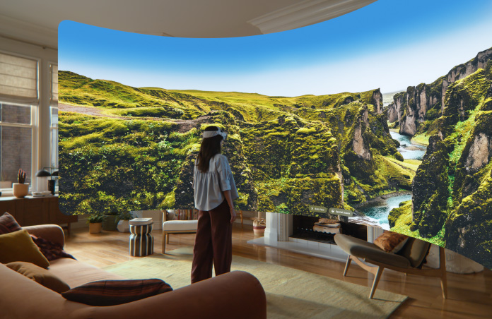 A curved panorama expands into a personal Apple Vision Pro Environment