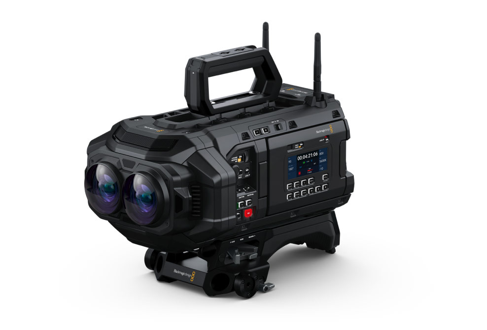 Blackmagic URSA Cine Immersive camera with its dual stereoscopic lenses