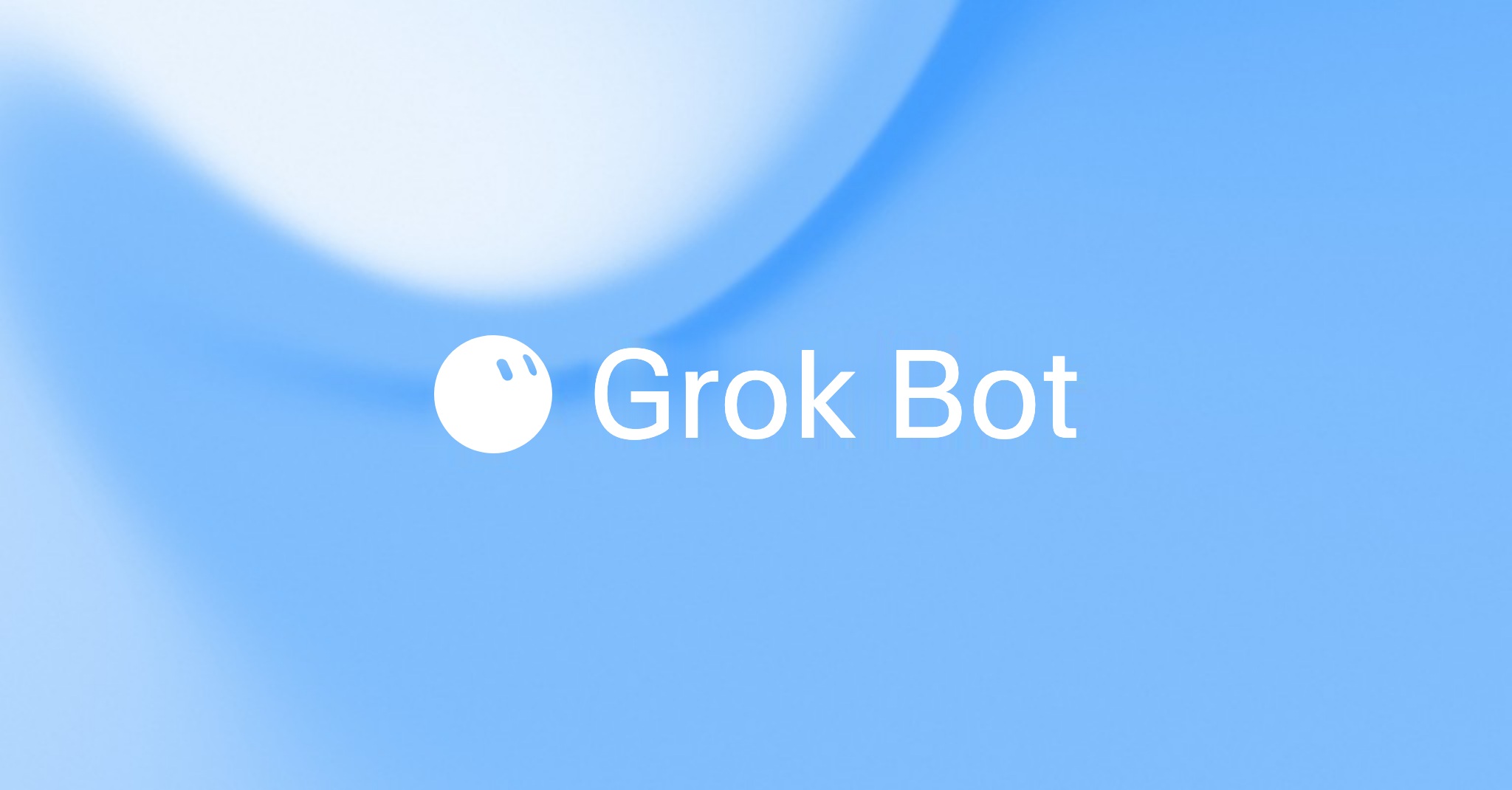 The Grok Bot name and white bot icon on a soft blue background