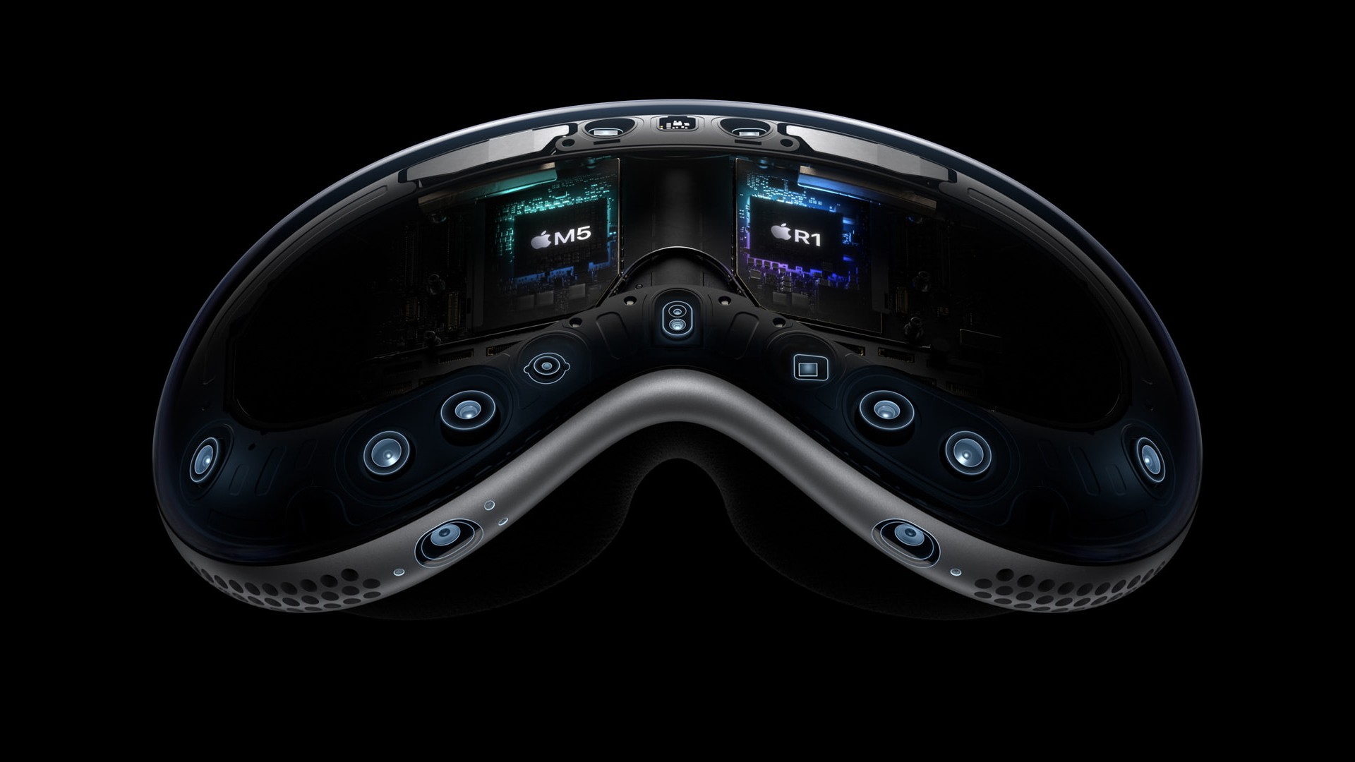 Apple’s cutaway illustration of the current Vision Pro showing its M5 and R1 chips