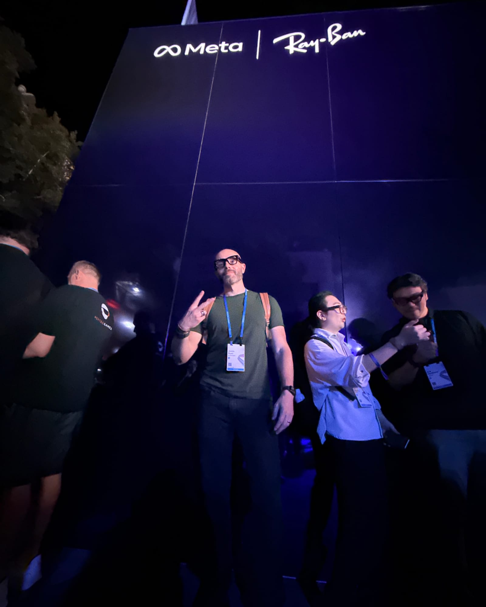 Justin Ryan trying smart glasses during a live Meta Connect demo