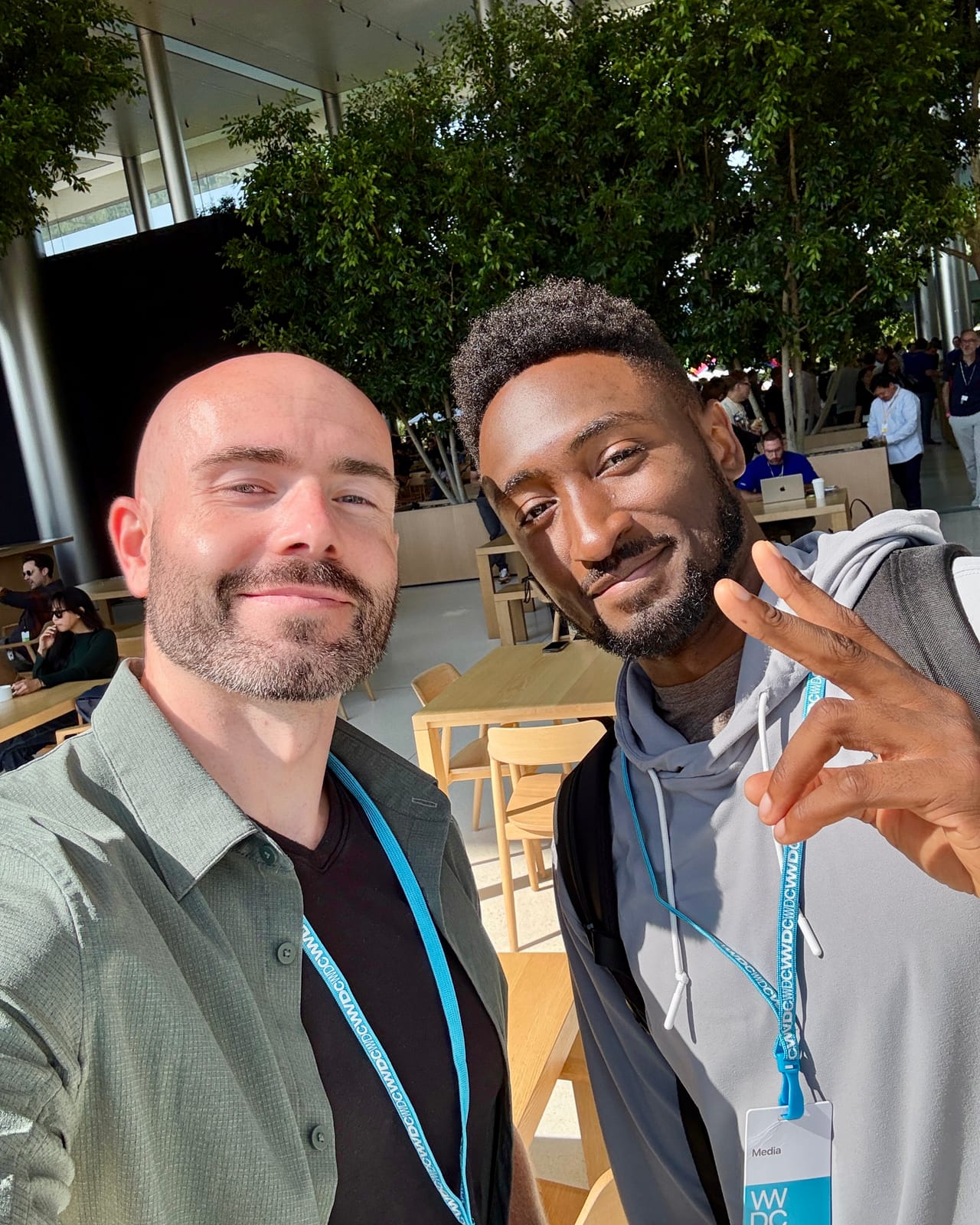 Justin Ryan with Marques Brownlee at Apple Park