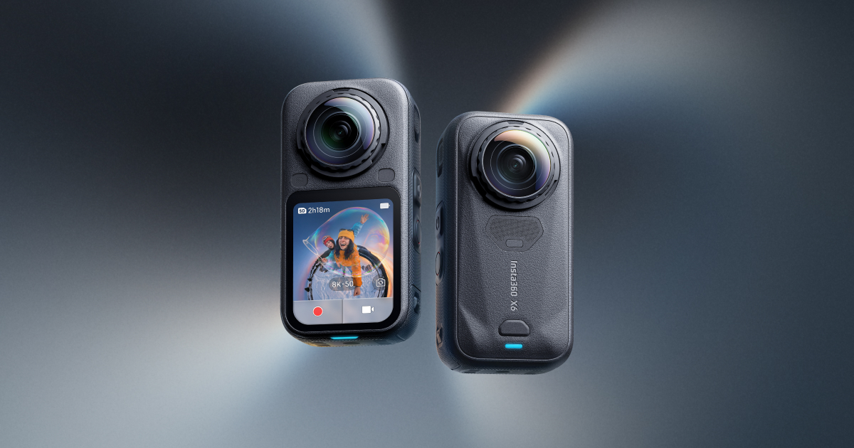 Front and back views of the Insta360 X6 camera