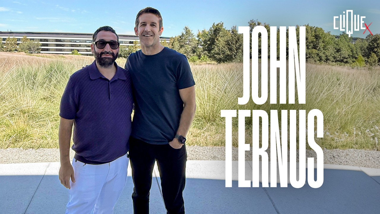 Clique’s interview thumbnail showing Mouloud Achour and John Ternus at Apple Park