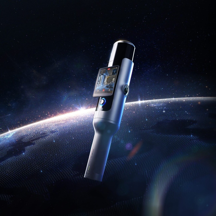 Official product image of the Kosmo One handheld 3D scanner with its display visible
