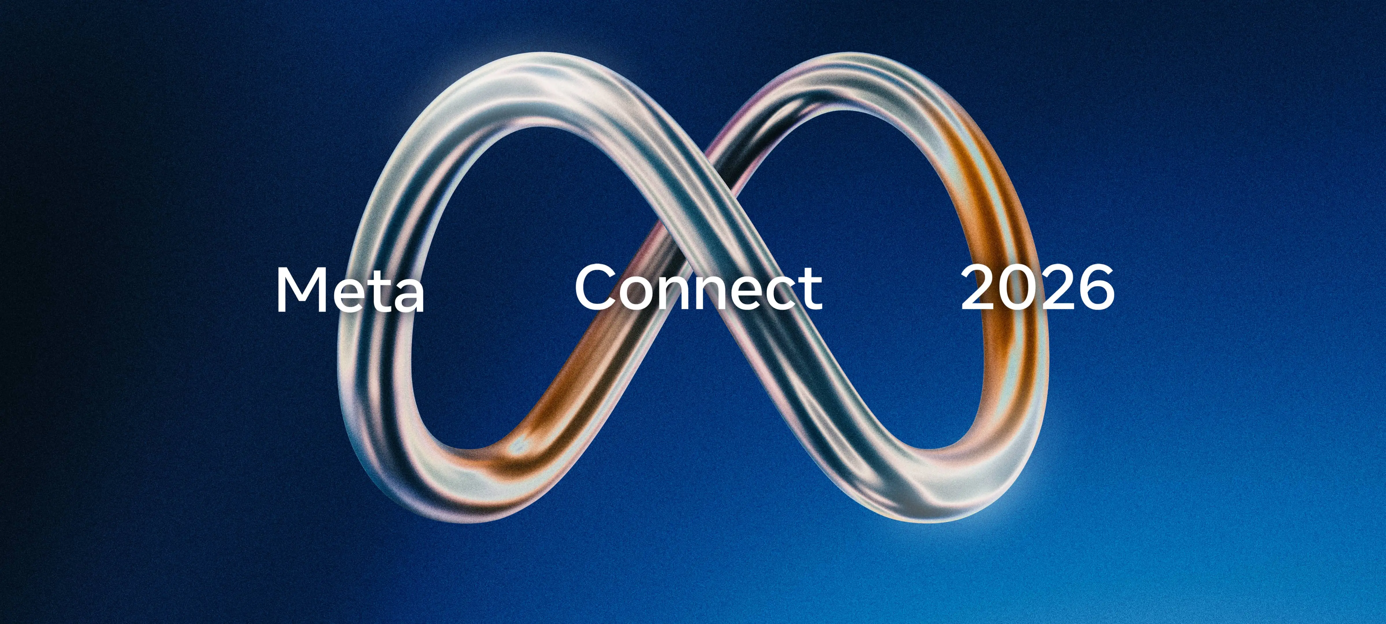 Meta Connect 2026 logo with a silver Meta loop on a deep blue background