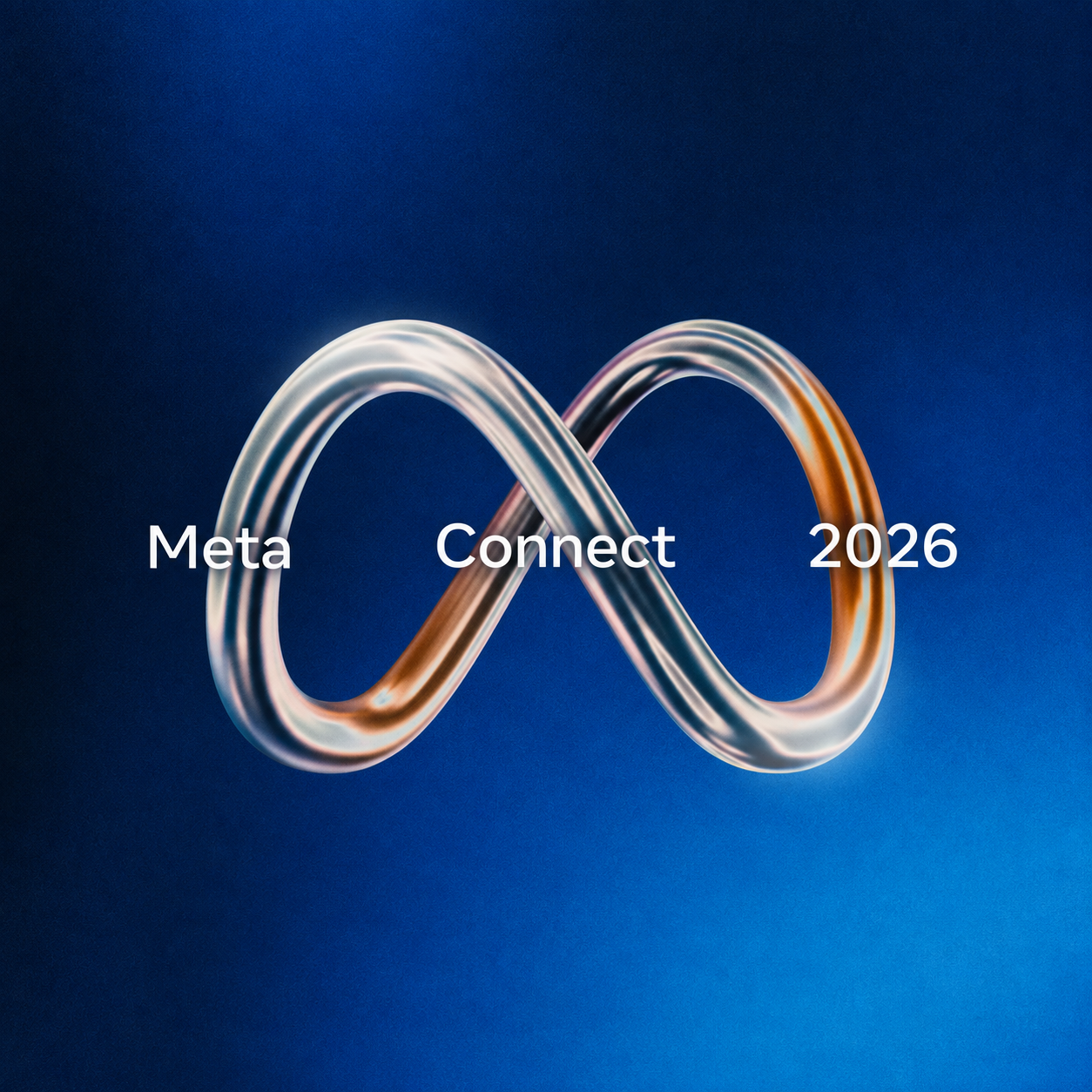 Official Meta Connect 2026 artwork with a metallic infinity logo on a deep blue background