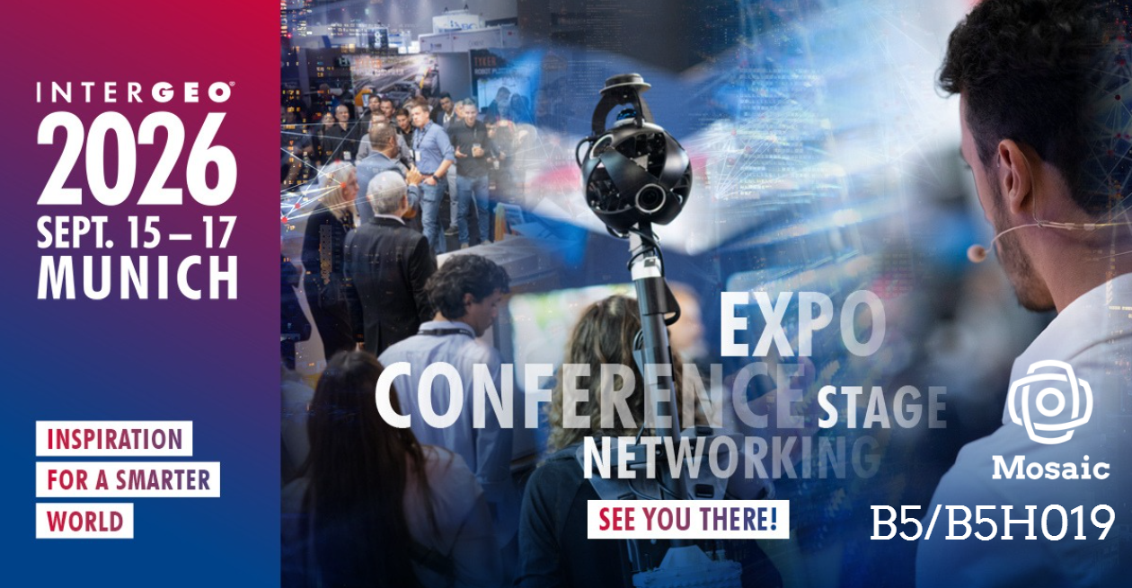 Mosaic invitation for Intergeo 2026 in Munich from September 15 through 17
