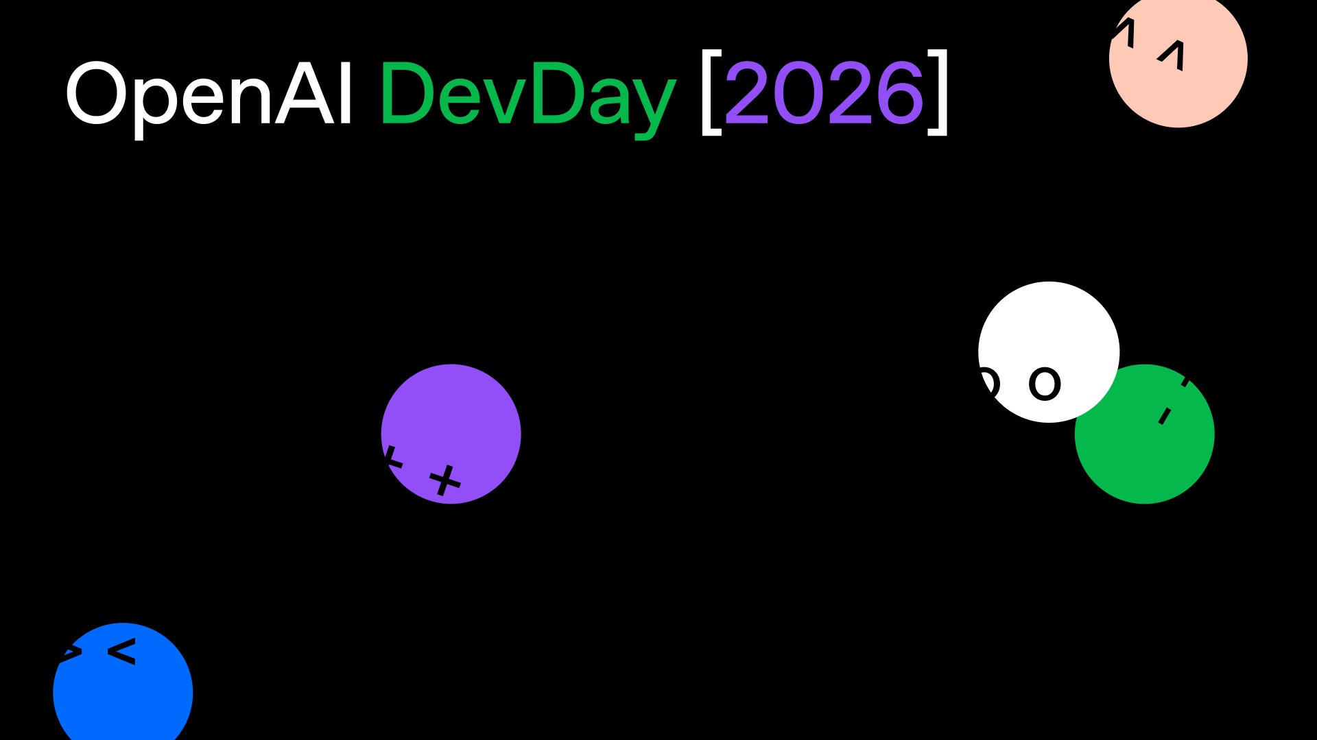 Official OpenAI DevDay 2026 artwork with colorful circular faces on a black background