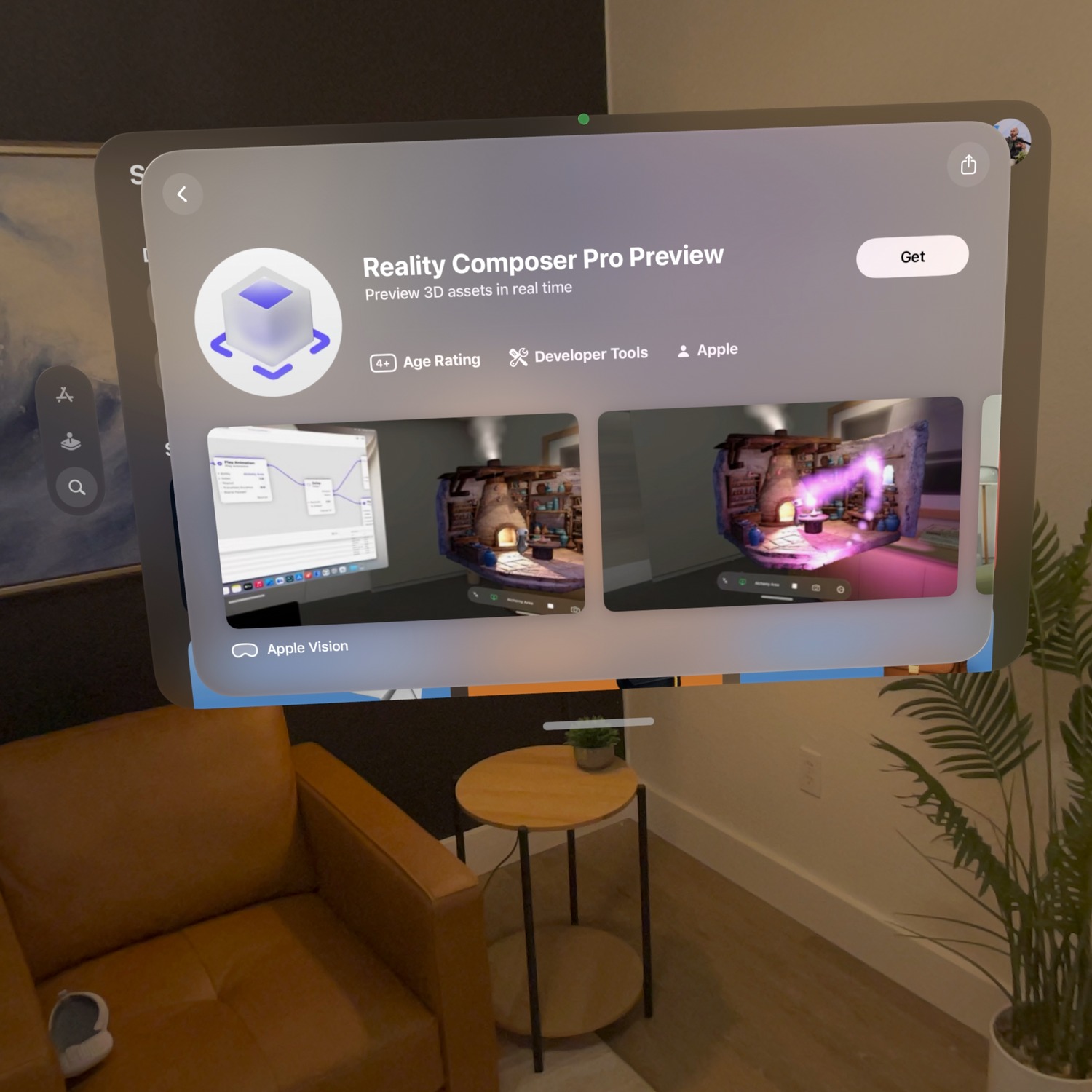 Reality Composer Pro Preview’s App Store listing on Apple Vision Pro.