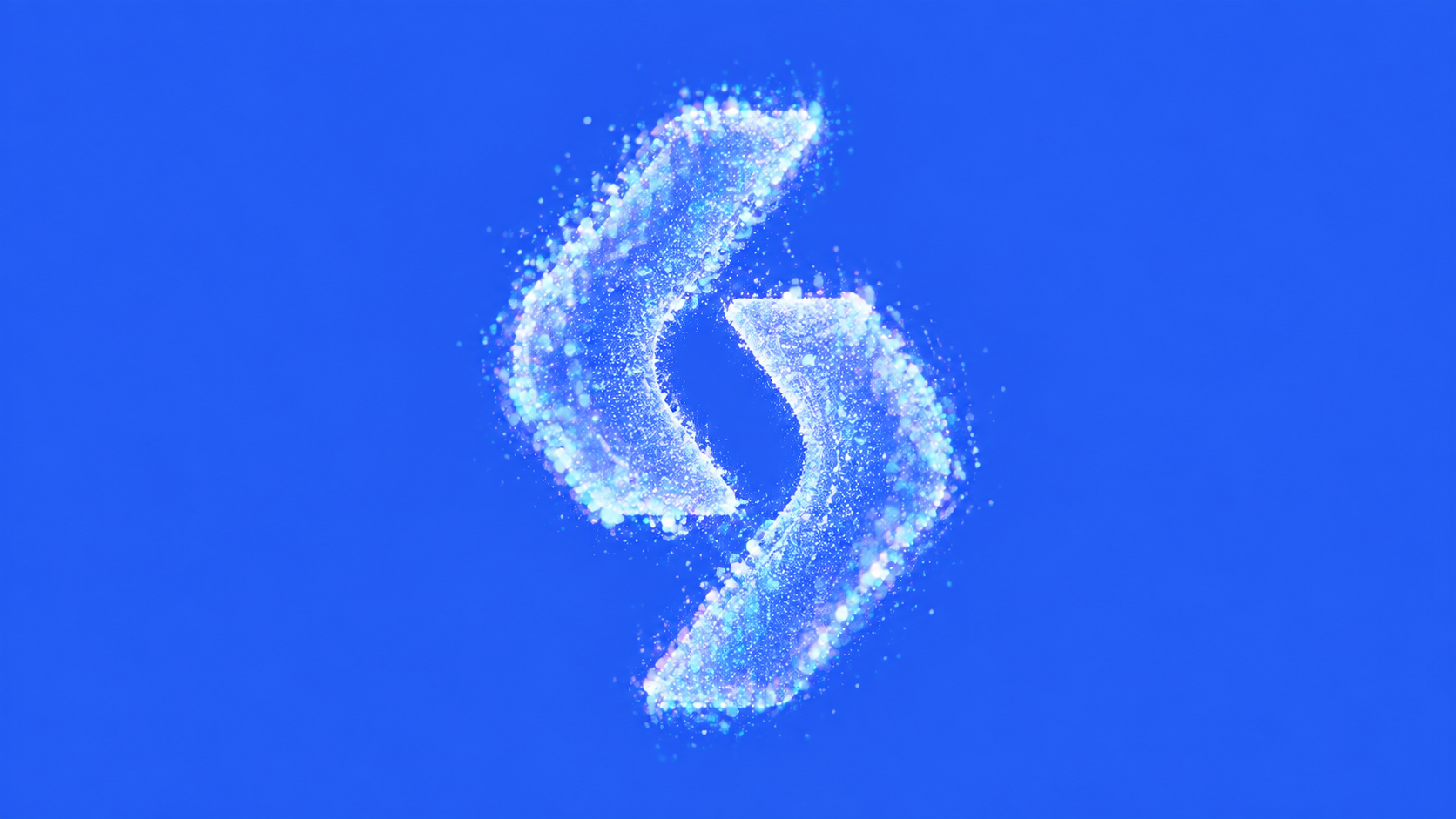 The Scenery logo rendered as a luminous Gaussian splat against a blue background