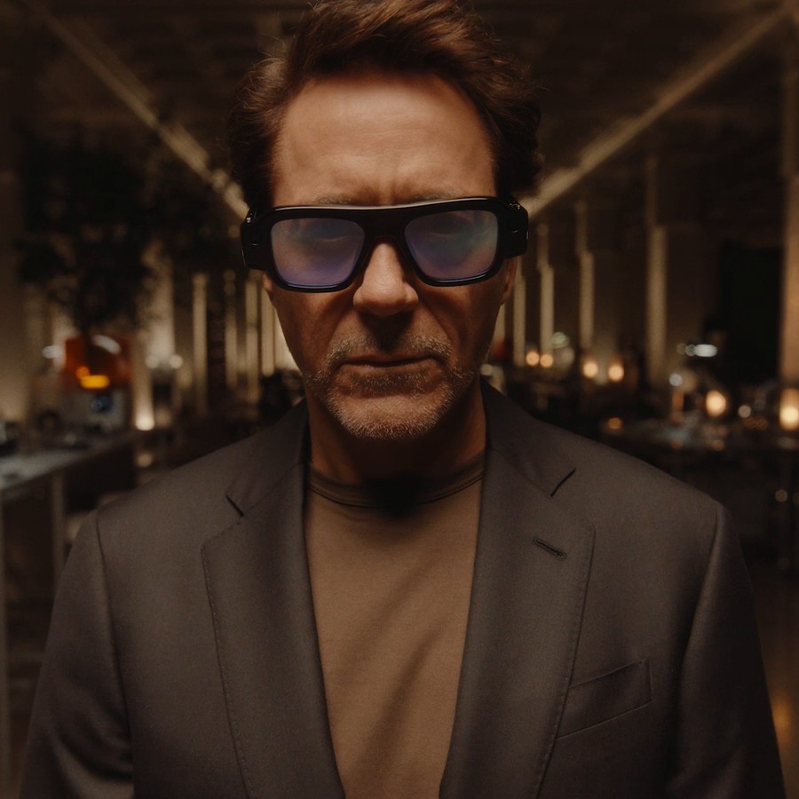 Robert Downey Jr. wearing Specs AR glasses in the Lights On Reveal film
