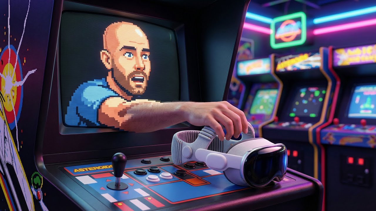 Retrocade arcade games shown with Apple Vision Pro