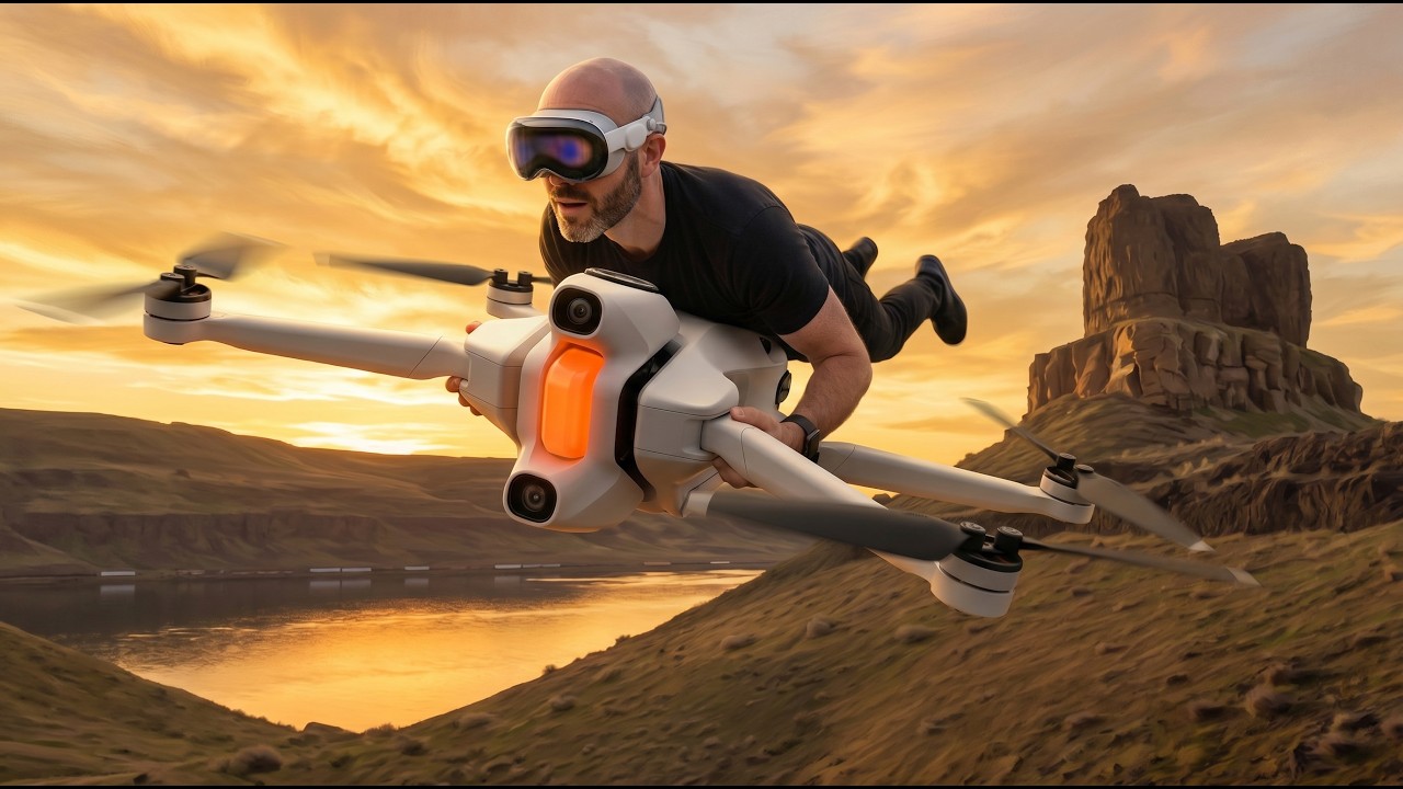 Justin Ryan flying with the Antigravity A1 while wearing Apple Vision Pro